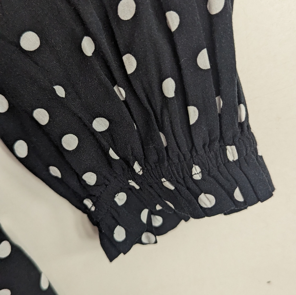 Abercrombie & Fitch Black & White Polka Dot Romper Skort Size Large - Picture 13 of 14